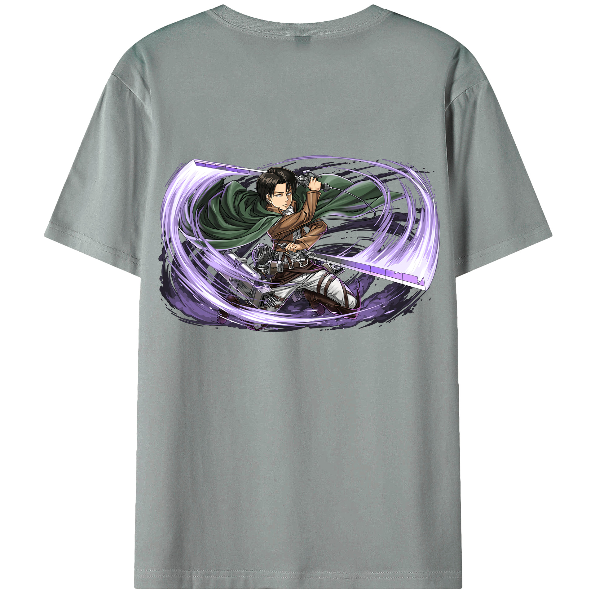 （画像用） 進撃の巨人 リヴァイ·アッカーマン Attack on Titan Levi Ackerman 綿100％ メンズ半袖Tシャツ（バックプリント） 通気性